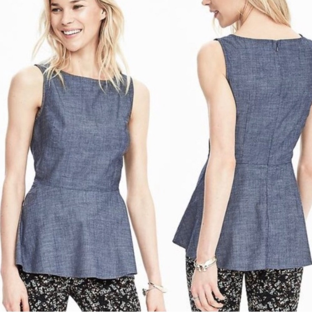 Banana Republic Denim Peplum Sleeveless Top